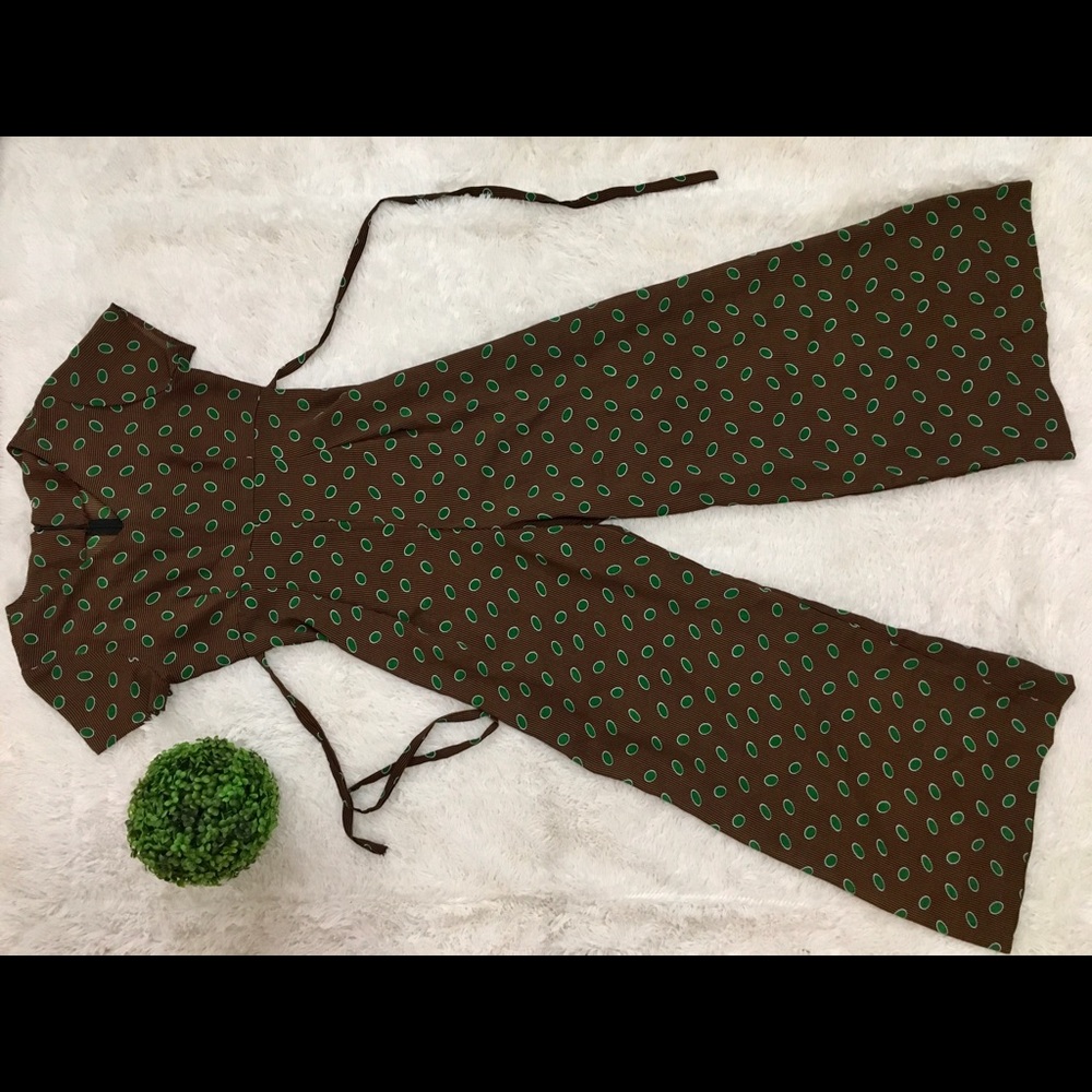 GREEN POCA DOT PANT SUIT